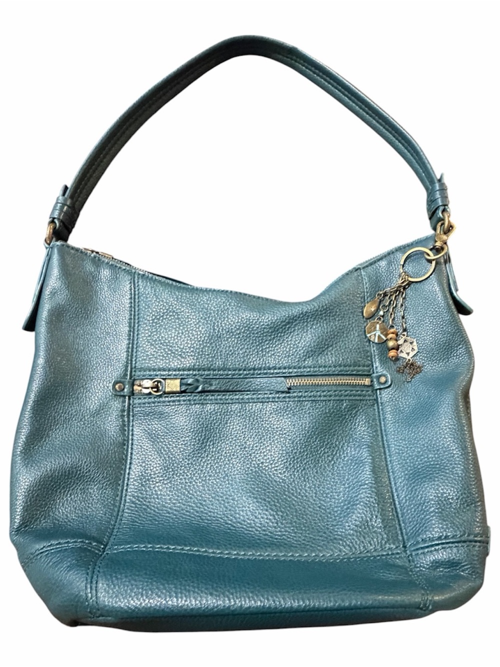 The Sak Sequoia Hobo Bag, Dark Teal Pebbled Leather; Shoulder with Charm Detail
